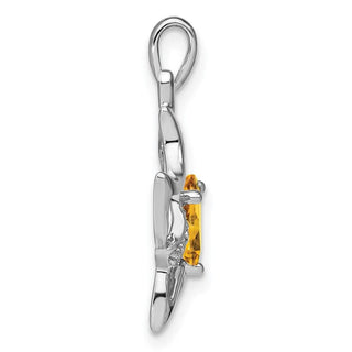 14k White Gold Citrine & Diamond Cat Pendant PM7038-CI-002-WA