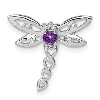 14k White Gold Amethyst and Diamond Dragonfly Slide