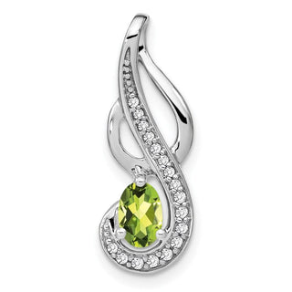 14k White Gold Peridot and Diamond Swirl Pendant