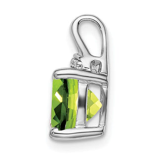 14k White Gold Cushion Peridot and Diamond Pendant PM7043-PE-002-WA