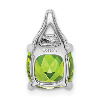 14k White Gold Cushion Peridot and Diamond Pendant PM7043-PE-002-WA