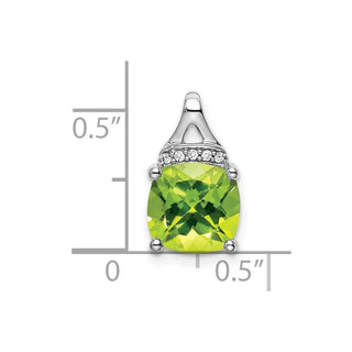 14k White Gold Cushion Peridot and Diamond Pendant PM7043-PE-002-WA