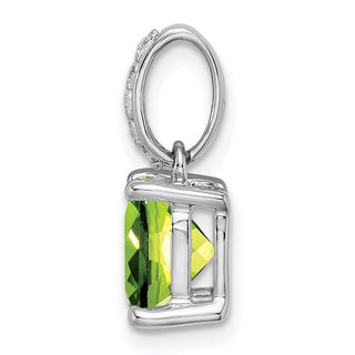 14k White Gold Cushion Peridot and Diamond Pendant PM7048-PE-006-WA