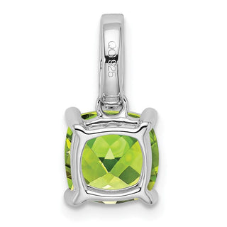 14k White Gold Cushion Peridot and Diamond Pendant PM7048-PE-006-WA