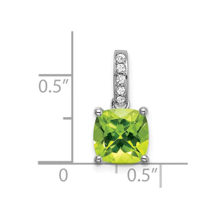 14k White Gold Cushion Peridot and Diamond Pendant PM7048-PE-006-WA