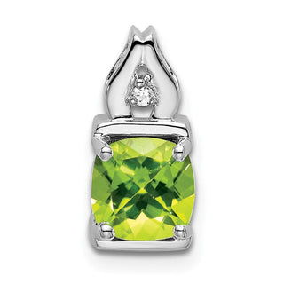 14k White Gold Peridot and Diamond Pendant PM7054-PE-001-WA