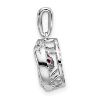 14k White Gold Round Garnet and Diamond Pendant PM7143-GA-011-WA