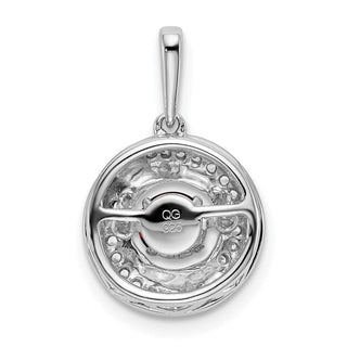 14k White Gold Round Garnet and Diamond Pendant PM7143-GA-011-WA