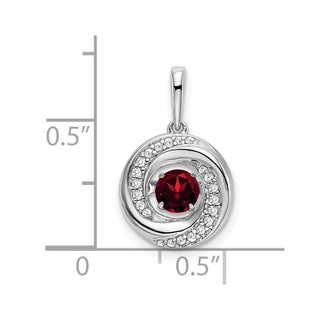 14k White Gold Round Garnet and Diamond Pendant PM7143-GA-011-WA
