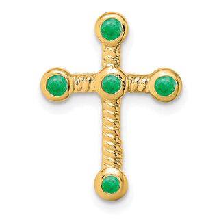 14k Yellow Gold Emerald Cross Slide