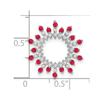 14k White Gold Ruby and Diamond Snowflake Chain Slide