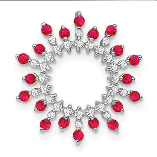 14k White Gold Ruby and Diamond Snowflake Chain Slide