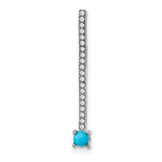 14k White Gold Simulated Turquoise and White Topaz Pendant PM7415-BTQ-W