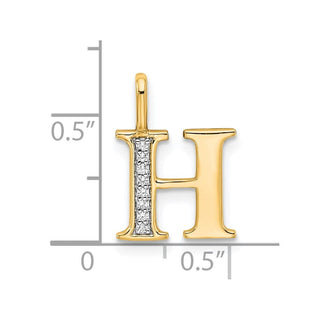 10K Yellow Gold Diamond Letter H Initial Pendant PM8365H-003-1YA