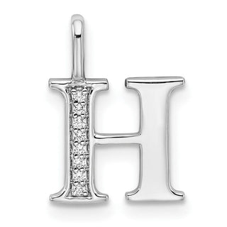 14K White Gold Diamond Letter H Initial Pendant PM8365H-003-WA