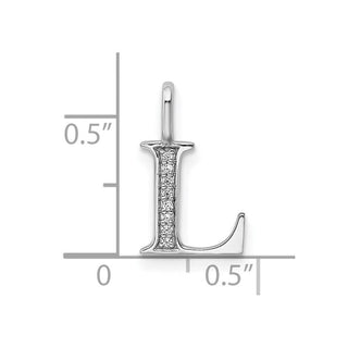 14K White Gold Diamond Letter L Initial Pendant PM8365L-003-WA