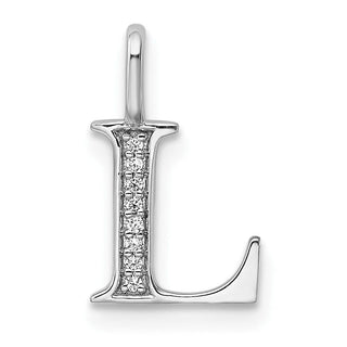14K White Gold Diamond Letter L Initial Pendant PM8365L-003-WA