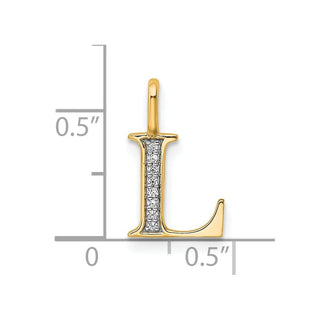 14K Yellow Gold Diamond Letter L Initial Pendant PM8365L-003-YA