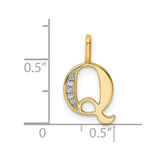 10K Yellow Gold Diamond Letter Q Initial Pendant