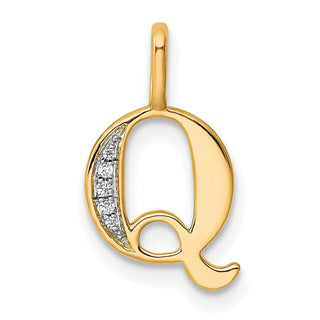 10K Yellow Gold Diamond Letter Q Initial Pendant