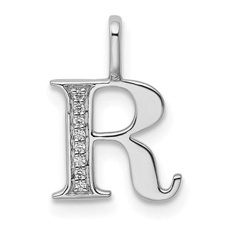 14K White Gold Diamond Letter R Initial Pendant PM8365R-002-WA