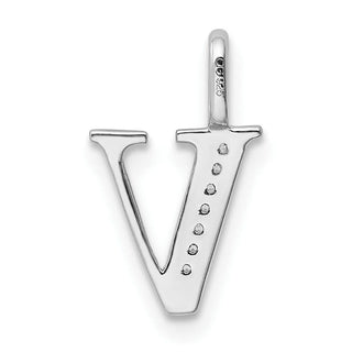 14K White Gold Diamond Letter V Initial Pendant PM8365V-003-WA