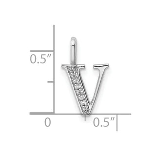 14K White Gold Diamond Letter V Initial Pendant PM8365V-003-WA