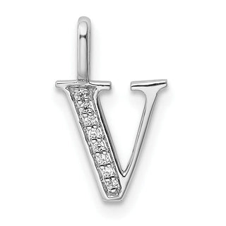 14K White Gold Diamond Letter V Initial Pendant PM8365V-003-WA