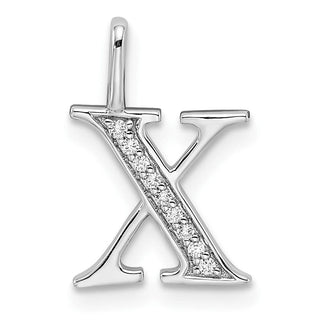 14k White Gold Diamond Initial X Pendant