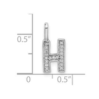 14K White Gold Diamond Letter H Initial Pendant PM8367H-007-WA