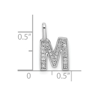 14K White Gold Diamond Letter M Initial Pendant PM8367M-009-WA