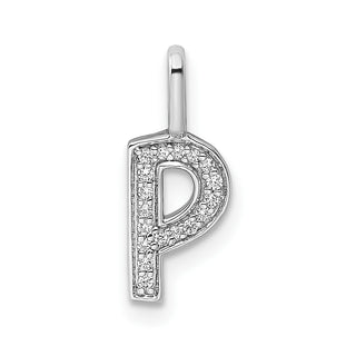 14K White Gold Diamond Letter P Initial Pendant PM8367P-006-WA