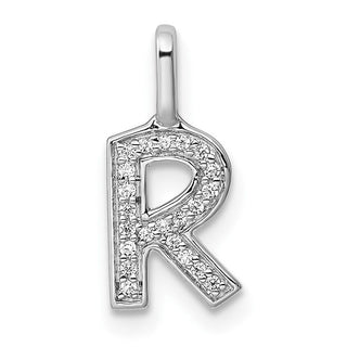 14K White Gold Diamond Letter R Initial Pendant PM8367R-007-WA
