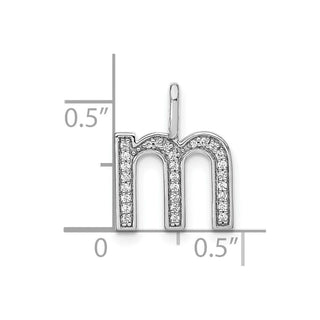 14K White Gold Diamond Lower Case Letter M Initial Pendant PM8368M-010-WA