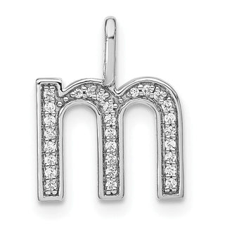 14K White Gold Diamond Lower Case Letter M Initial Pendant PM8368M-010-WA