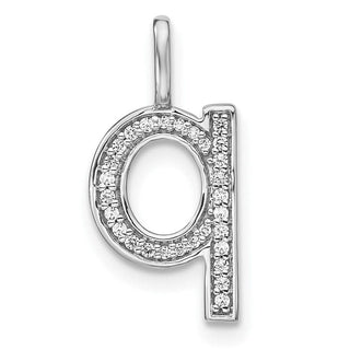 14K White Gold Diamond Lower Case Letter Q Initial Pendant PM8368Q-010-WA