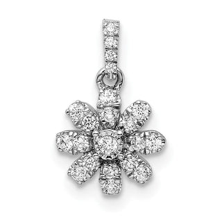 14k White Gold Polished Diamond Flower Pendant