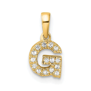 10K Yellow Gold Diamond Letter G Initial with Bail Pendant