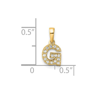14K Yellow Gold Diamond Letter G Initial with Bail Pendant