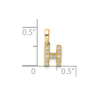 10K Yellow Gold Diamond Letter H Initial with Bail Pendant