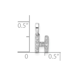 14K White Gold Diamond Letter H Initial with Bail Pendant