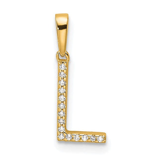 10K Yellow Gold Diamond Letter L Initial Pendant PM9798L-004-1YA