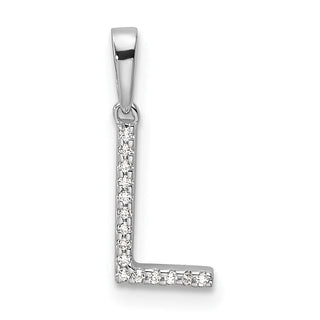 14K White Gold Diamond Letter L Initial Pendant PM9798L-004-WA