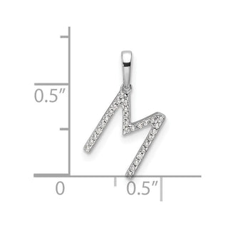 14K White Gold Diamond Letter M Initial Pendant PM9798M-009-WA