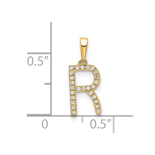 10K Yellow Gold Diamond Letter R Initial Pendant PM9798R-008-1YA