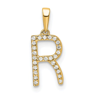 14K Yellow Gold Diamond Letter R Initial Pendant PM9798R-008-YA