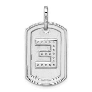 14K White Gold Diamond Initial E Dog Tag Charm