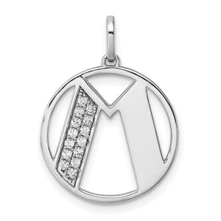 14K White Gold Gatsby Diamond Initial M Charm