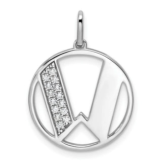 14K White Gold Gatsby Diamond Initial W Charm
