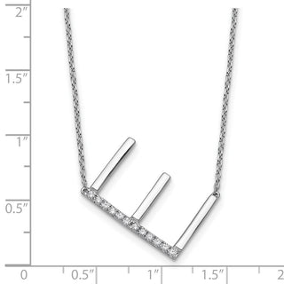 14K White Gold Sideways Diamond Initial E Necklace